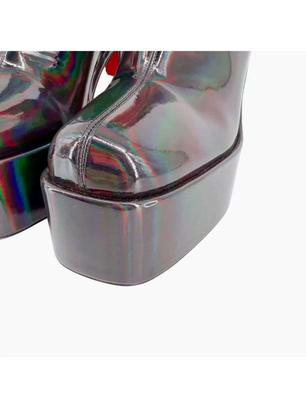 Christian Louboutin Stage Angel Platform Boots Black Holographic Size 37 US 7